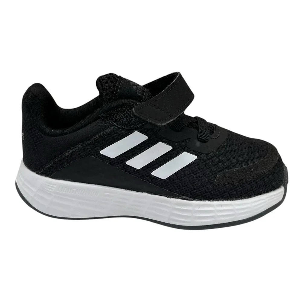 Adidas Duramo Toddler Boys Slip-on Sneaker Size 7 Black-White Flexible Shoes